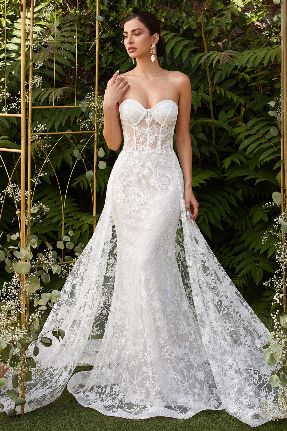 strapless corset lace wedding dress